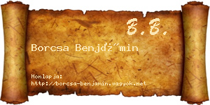 Borcsa Benjámin névjegykártya